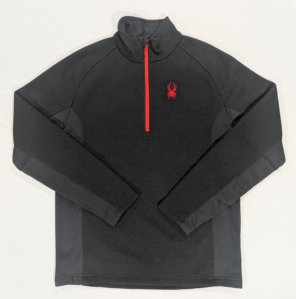 Spyder Pullover Mens L Black 1/4 Zip Mock Neck Long Sleeve Skiing Athletic Top
